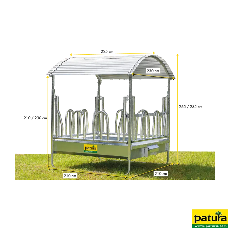 Râtelier carré "Pro" à arceaux avec toit 2,00 x 2,05 mLa solution idéale pour l’alimentation plein-air303530