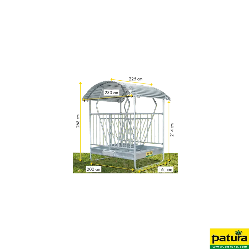 Râtelier carré autoserrant avec panier mobile dim. interieures 1,88 x 1,50 mLe Râtelier autoserrant PATURA - Spécialement conseillé pour cerfs, daims et chevreuils303553