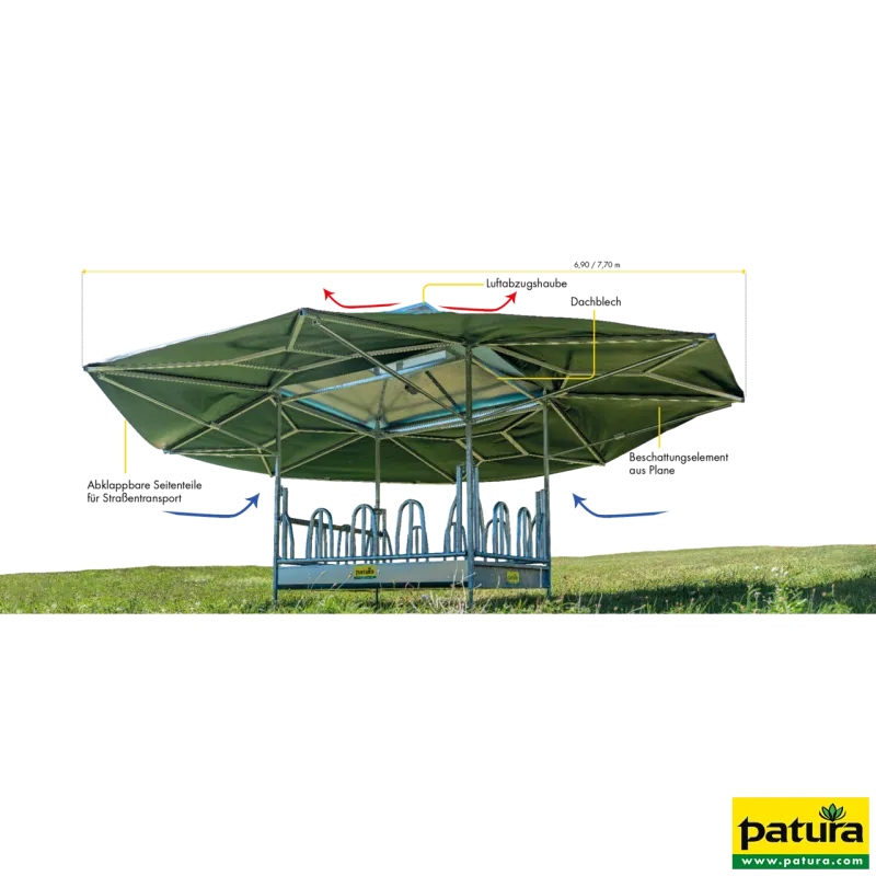 Abri bioclimatique pour tous les râteliers rectangulairesUne nouvelle dimension dans l‘alimentation plein-air pour le bien-être des animaux303660