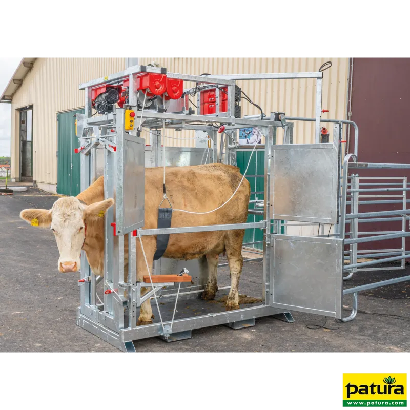 Cage de parage Pro électriqueLa cage de parage électrique Pro PATURA permet un soin des onglons confortable et professionnel pour les animaux de grande taille.       L'immobilisation totale de l'animal permet un travail en toute sécurité et une manipulation rapide.310030