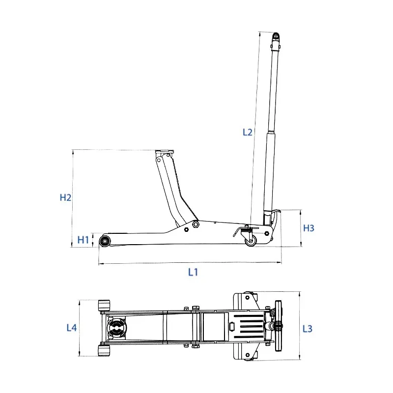 Cric hydraulique 2T Hauteur : 75-530mmCric rouleur hydraulique (2 t) CE Le profil bas convient à plus de types de véhicules Poignée avec dispositif homme mort 9TYN13402AB