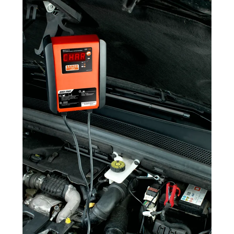 Chargeur mainteneur de charge automatique BBCE12-10 Bahco 10 A pour batteries 12VChargeur de batterie/mainteneur automatique de charge 10 A pour batteries 12 V - BahcoBBCE12-10