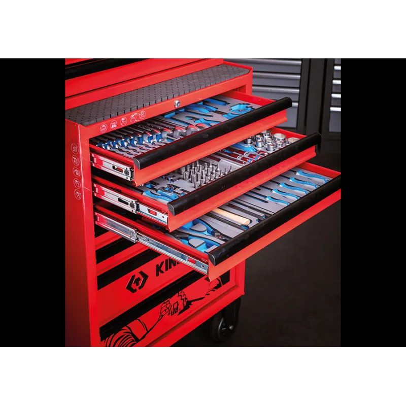 Servante d'atelier rouge + composition EVAWAVE - 179 piècesServante 7 tiroirs avec composition de 179 outils en module mousse pour servanteP409A004MRER