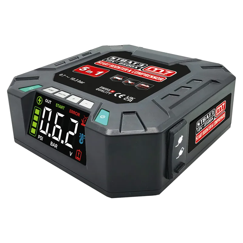 Mini Booster / compresseur 12V M7Mini Booster 12V M7-STBAT3 : solution multifonction pour urgences et besoins quotidiens.STBAT3