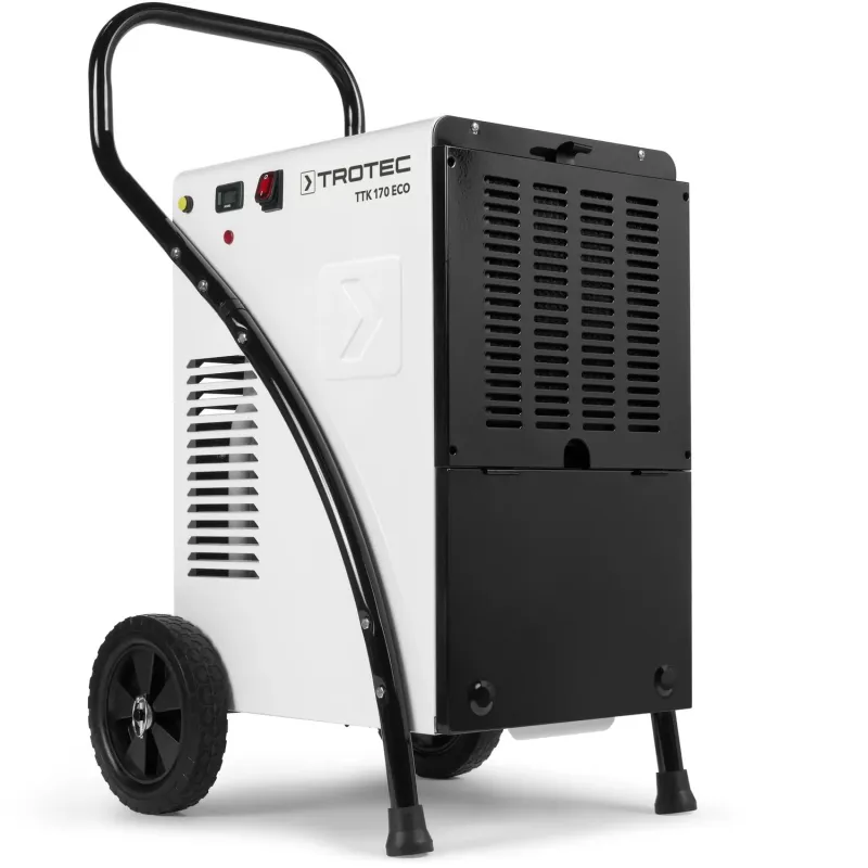 Déshumidificateur TTK 170 ECODéshumidificateur d'air sur roues gaz chauds mobile Dégivrage automatique par gaz chaud Mode permanent Construction en acier de type châssis roulant Compteur d'heure Solution particulièrement économique pour les applications typiques de déshumidification dans le secteur commercial.1120001120