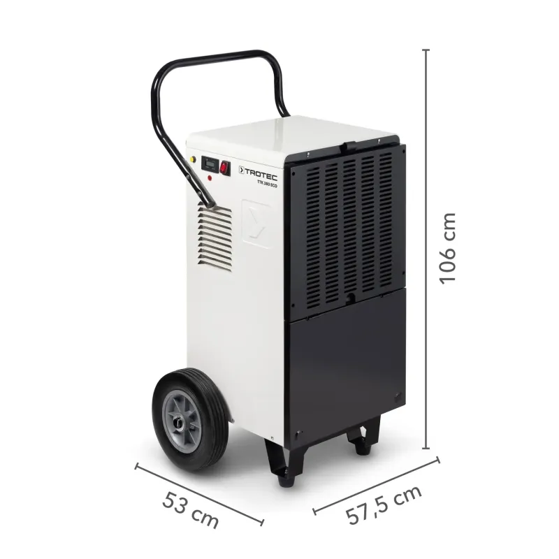 Déshumidificateur professionnel TTK 380 ECODégivrage automatique par gaz chaud Connexion externe pour hygrostat Compteur horaire Haute capacité de déshumidification Solution particulièrement économique pour les applications typiques de déshumidification dans le secteur commercial1120001160
