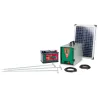 Kit de base Savanne AM 3000Puissance maximale pour les grands pâturages avec une énergie de charge de 4,5 joules qui assure une protection fiable.Le kit complet comprend une batterie AGM 12 V 88 Ah robuste et propose un panneau solaire de 25 watts pour une mobilité autonome en option.Résistant aux intempéries, portable et prêt à l’emploi, idéal pour tout pâturage mobile.441121