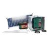 Kit de base Mobil Power AN 6000Puissant kit complet pour clôture électrique avec électrificateur 12 volts, batterie AGM 88 Ah et boîtier résistant aux intempéries.Avec affichage LED de l'état, protection contre la décharge profonde et panneau solaire optionnel : idéal pour la protection des bovins, des chevaux et des moutons, et pour repousser les loups.441137