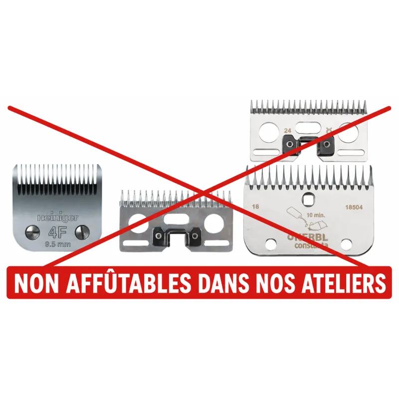 Affûtage de 2 jeux de peignesL'affûtage de vos peignes devient simple et pratiquePlus besoin de rechercher un prestataire ou de gérer les formalités d'expédition.Peignes pris en charge dans nos ateliers :Peignes non pris en charge dans nos ateliers :AFF02